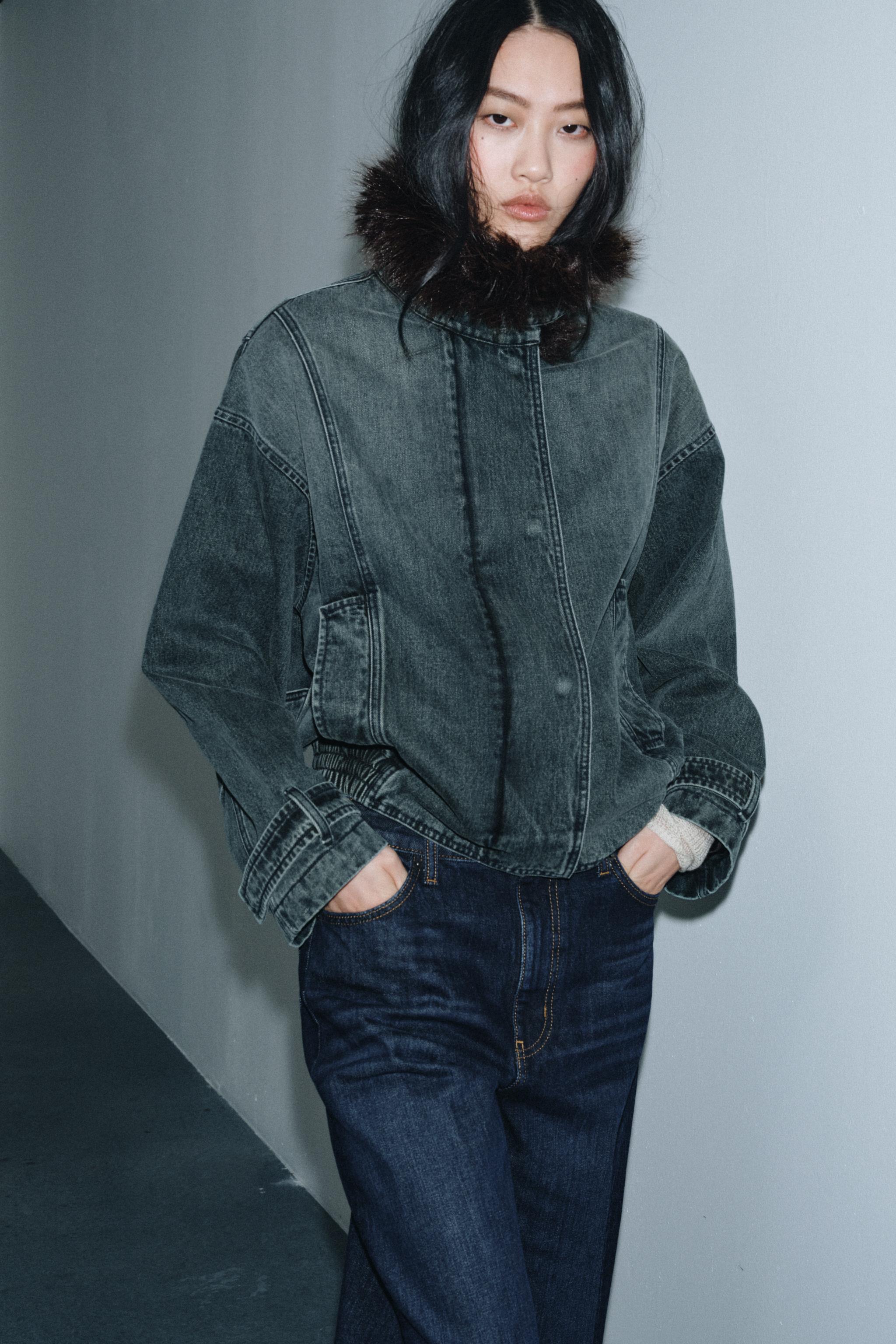 Zara ZW COLLECTION DENIM BOMBER JACKET | Place Rosemère