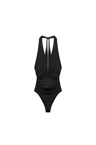 DRAPED POLYAMIDE BODYSUIT - Black by Zara