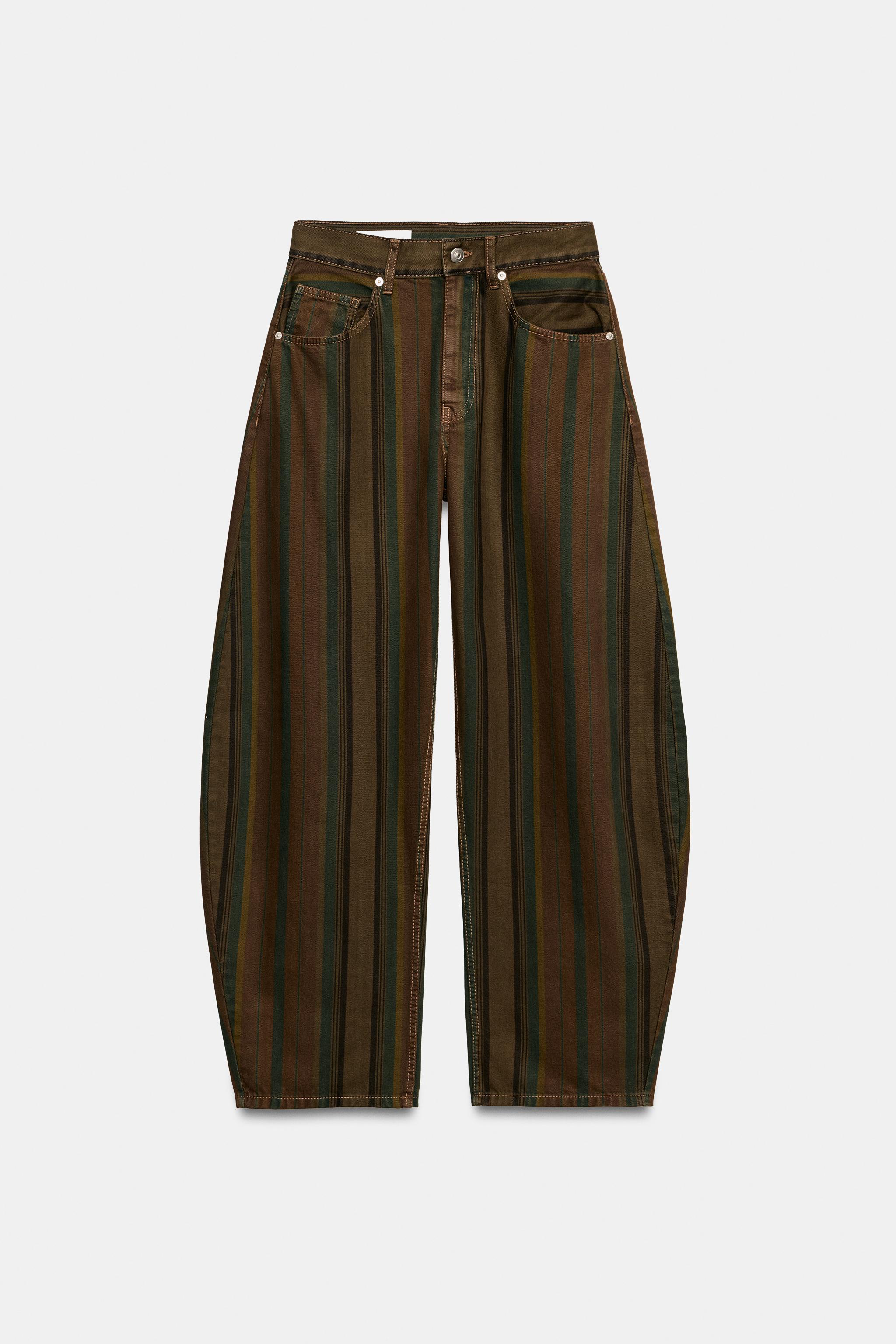 Zara Trf Orta Bel Barrel Çizgili Jean görsel 7