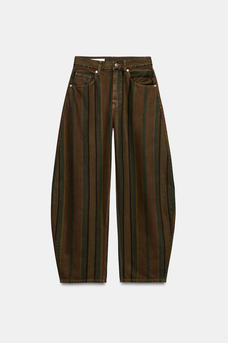 Jeans rectos a rayas de tiro medio TRF 7