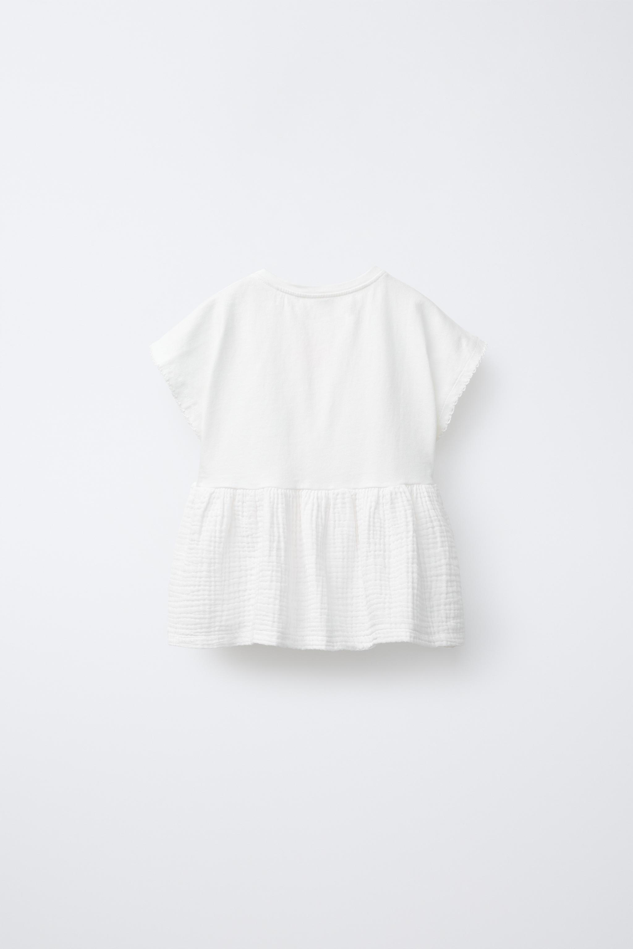 異素材ミックス刺繍ブラウス - ホワイト | ZARA Japan / 日本