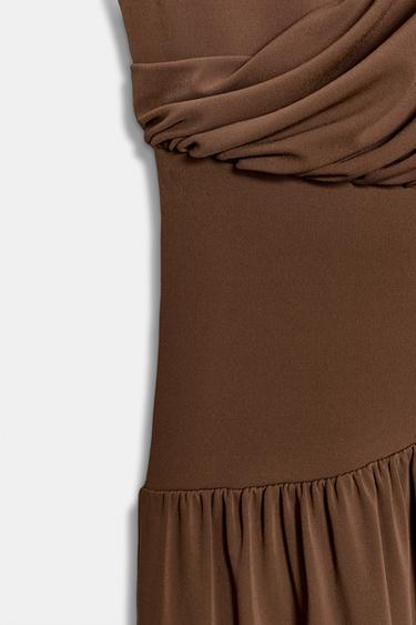 ROBE LONGUE AVEC CEINTURE LATÉRALE - Vert huile de Zara - Image 7