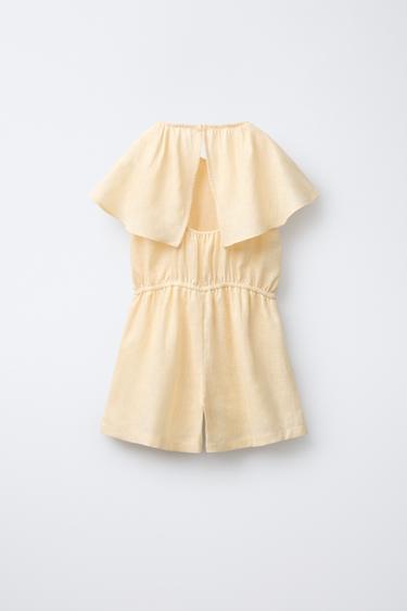 RUFFLED 100% LINEN PLAYSUIT - Light yellow by Zara - Image 1
