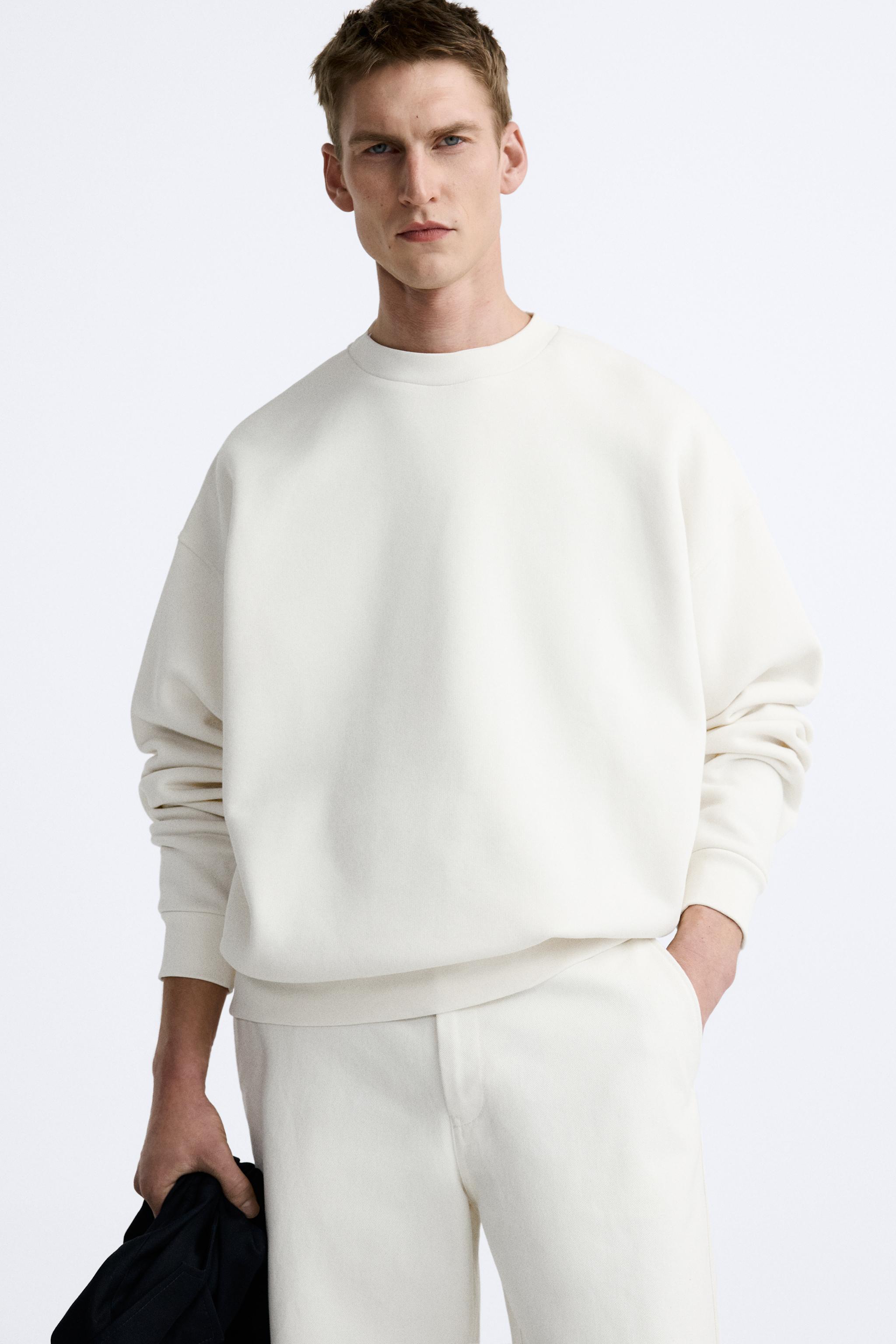 Oversized white crew neck sale