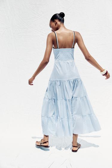 STRIPED MIDI DRESS - Blue/White by Zara - Image 4