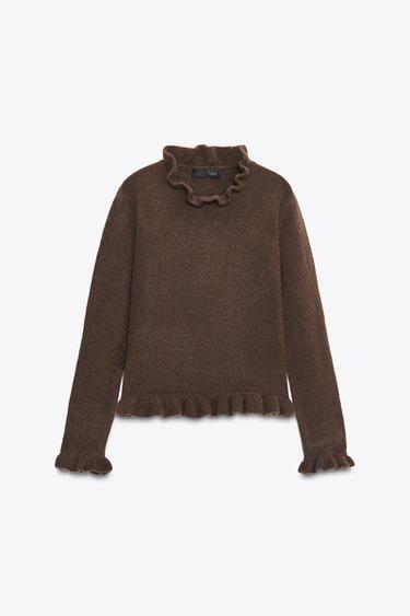 PULL EN MAILLE À VOLANTS - Marron de Zara - Image 3