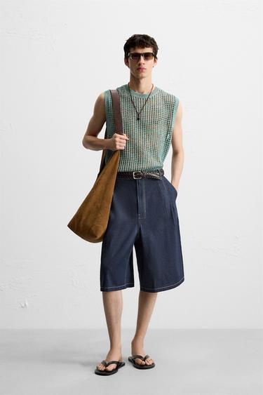 POINTELLE KNIT VEST - Turquoise by Zara