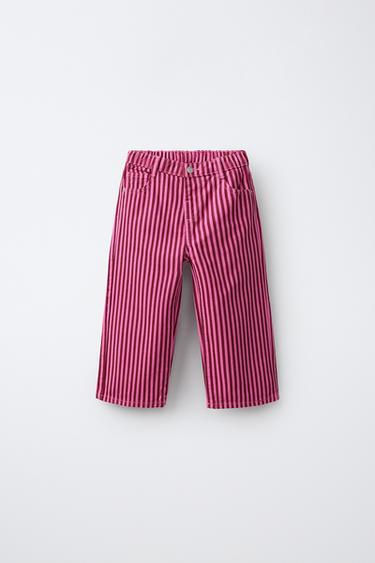 STRIPED CULOTTE JEANS - Pink by Zara - Image 0