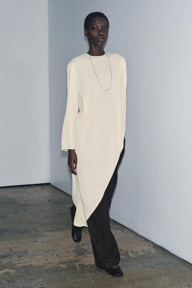 Zara ZW COLLECTION ASYMMETRIC FLOWY TOP - Ecru - Image 0