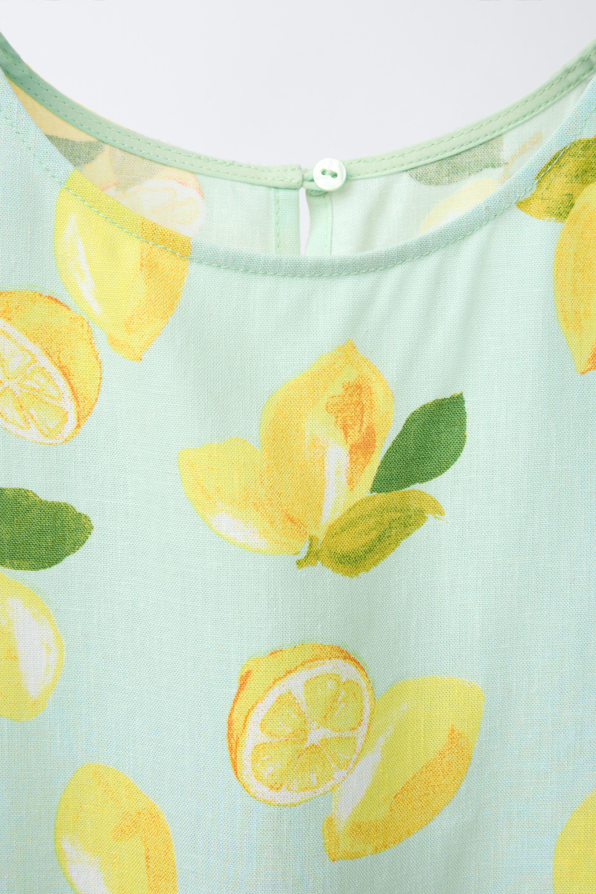 LEMON PRINT LINEN TOP - Turquoise | ZARA United States