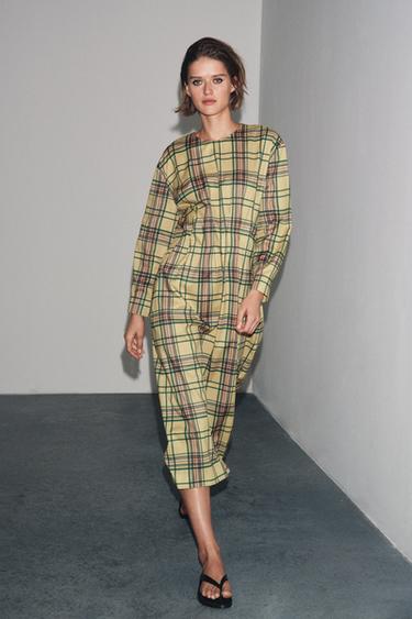 ROBE MI-LONGUE À CARREAUX ZW COLLECTION - Multicolore de Zara - Image 5