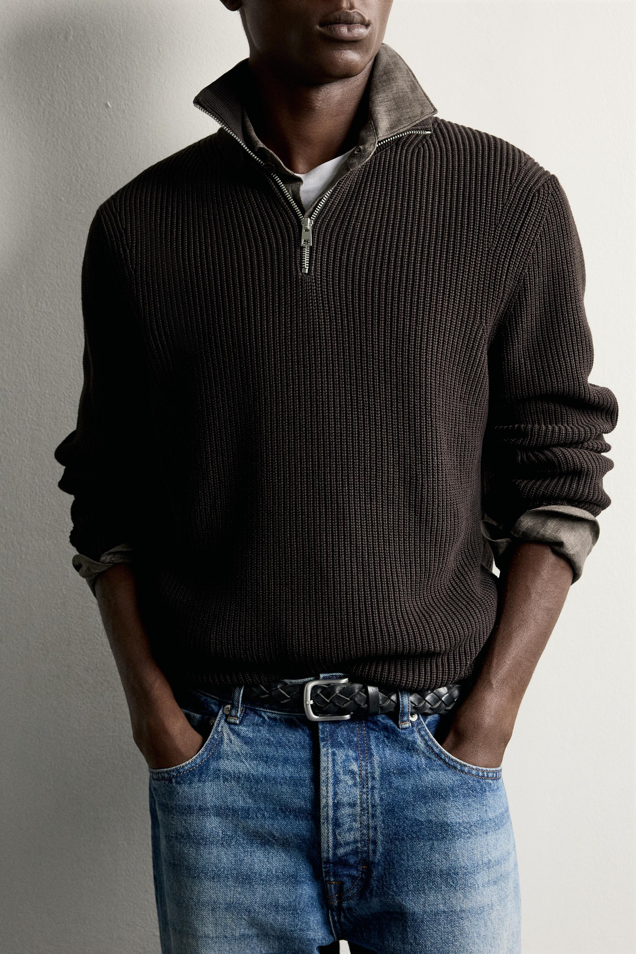 PURL KNIT QUARTER-ZIP SWEATER