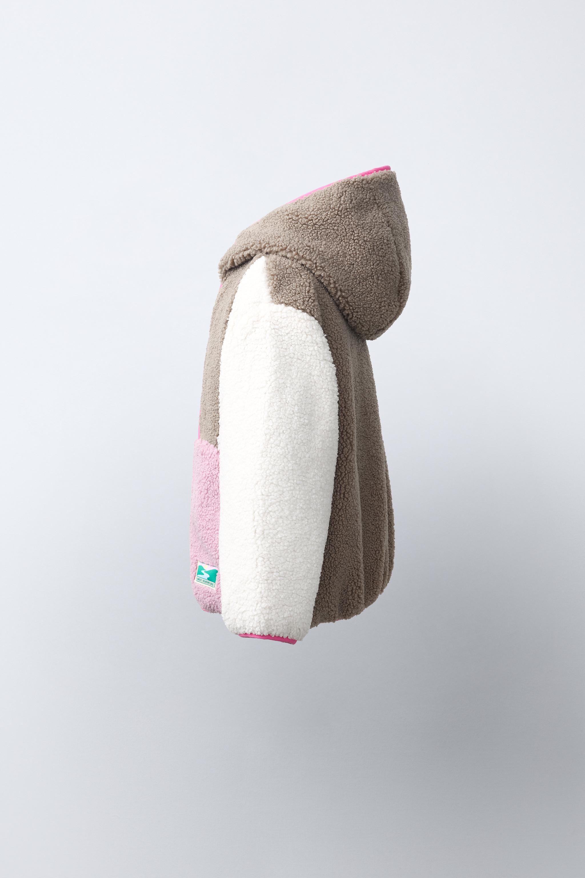 VESTE EFFET DAIM À BLOCS DE COULEUR