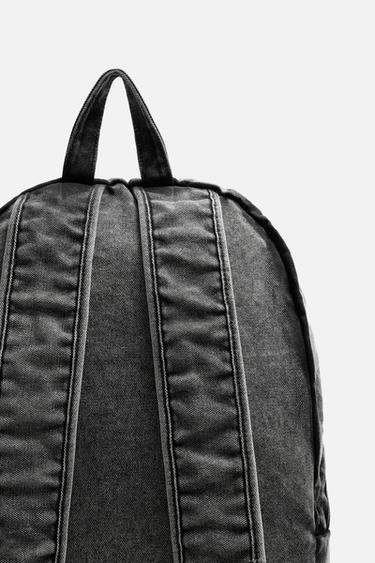 WASHED-EFFECT DENIM BACKPACK - Black by Zara - Image 2