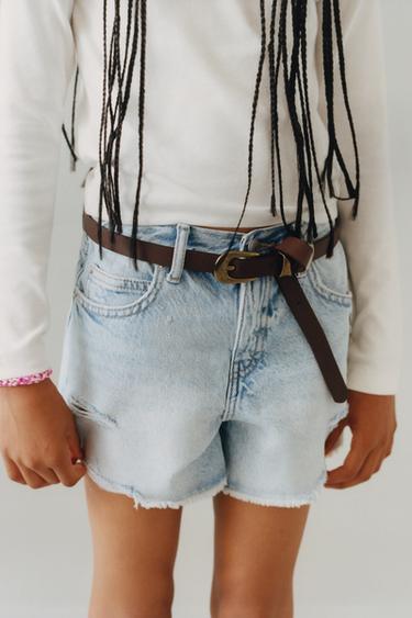 RIPPED DENIM BERMUDA SHORTS - Light blue by Zara