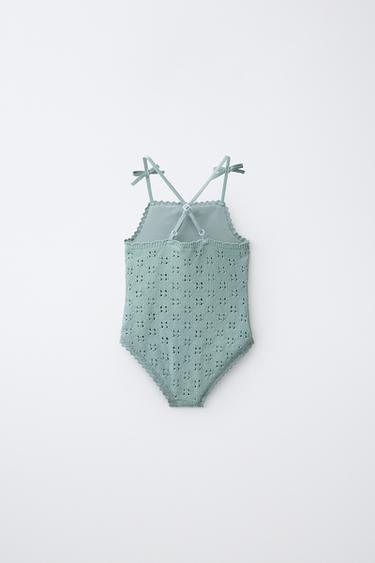 6-14 YEARS / CROCHET KNIT SWIMSUIT - Sea green by Zara - Image 1