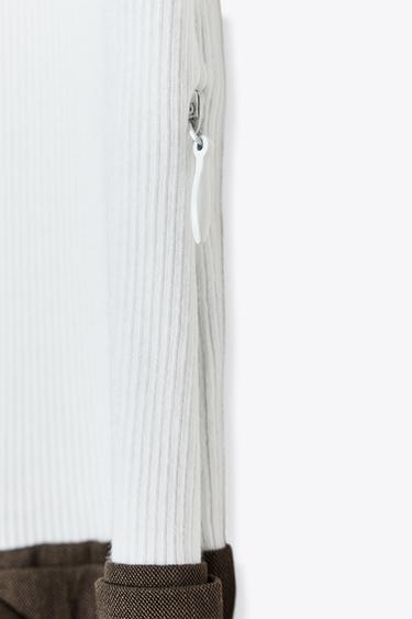 BELTED CONTRAST MIDI DRESS - brown/white by Zara - Image 6
