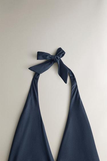 HALTER BEACH SWIMSUIT WITH KNOT - Mid-blue by Zara