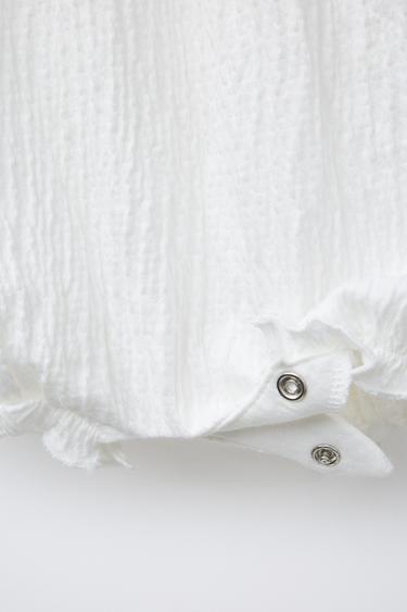 TEXTURED ROMPER WITH SWISS EMBROIDERY - Oyster-white by Zara - Image 2