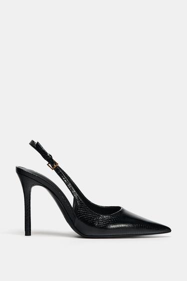 ZAPATO TACÓN RELIEVE - Negro de Zara