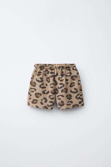 ШОРТЫ С АНИМАЛИСТИЧНЫМ ПРИНТОМ — КОРИЧНЕВЫЙ от Zara