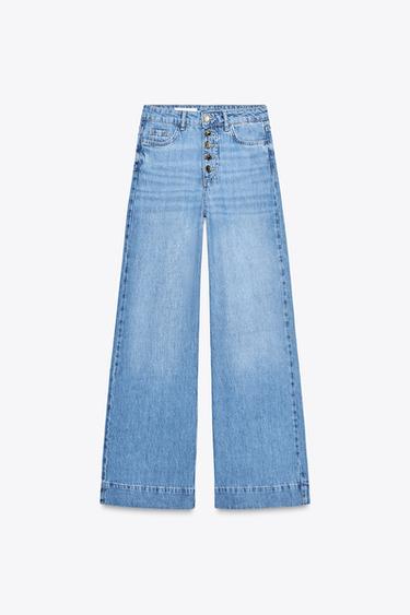 JEAN Z1975 WIDE LEG TAILLE HAUTE BOUTONS - Bleu moyen de Zara - Image 5