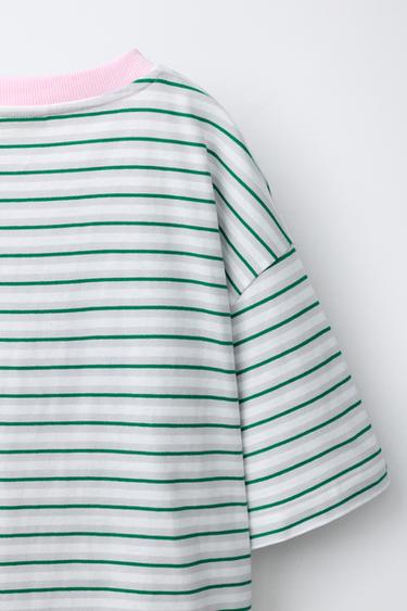 PENN © EMBROIDERED STRIPED T-SHIRT - Green by Zara - Image 3