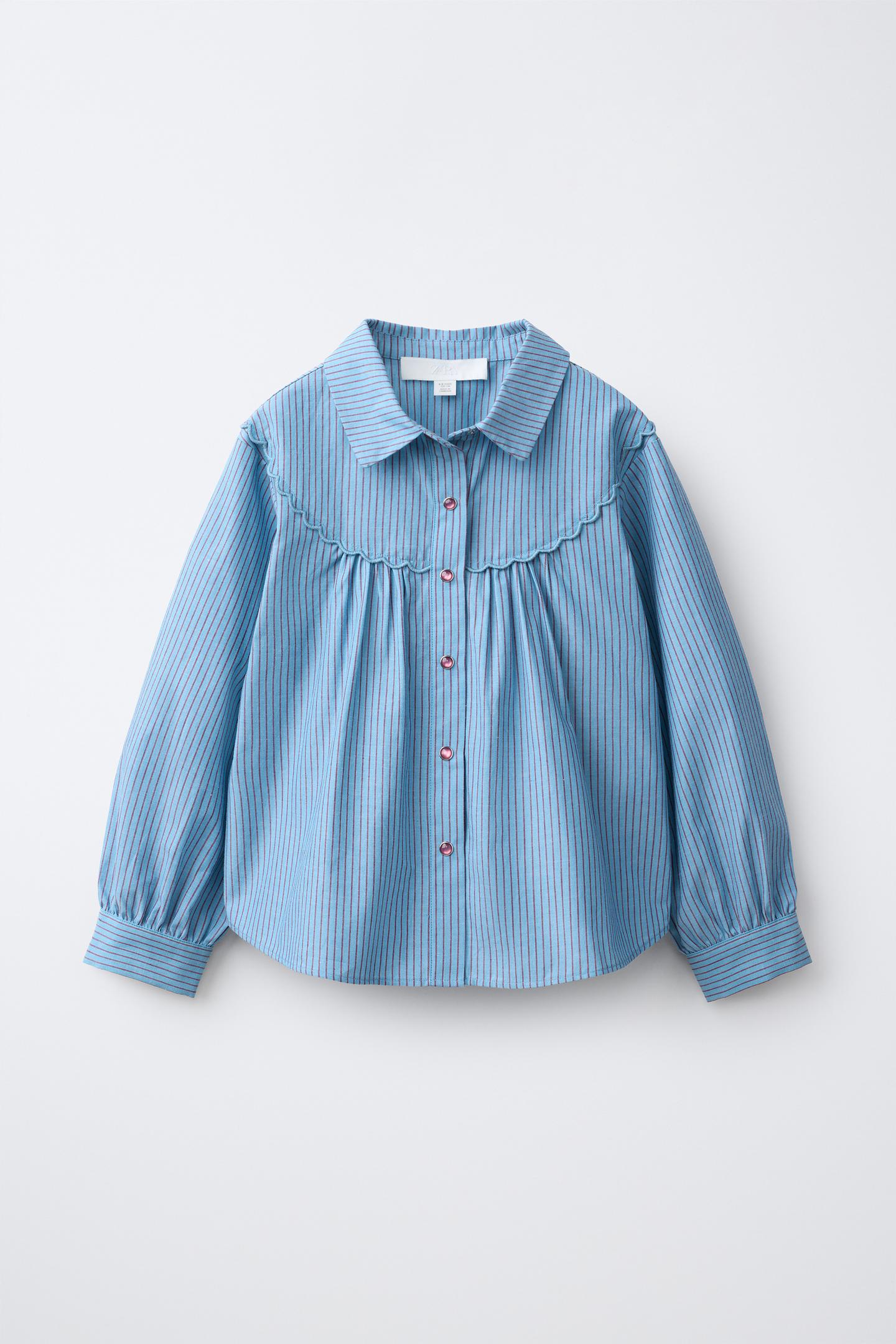 Детская рубашка Zara Cowboy Yoke, цвет: Светлый синий