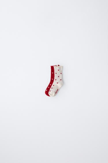 2-PACK OF HEART SOCKS - Ecru by Zara