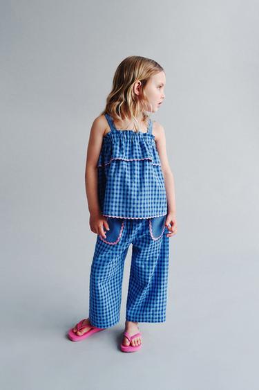 PANTALON JUPE-CULOTTE À CARREAUX CASA LAWA © X ZARA KIDS - Bleu de Zara - Image 4