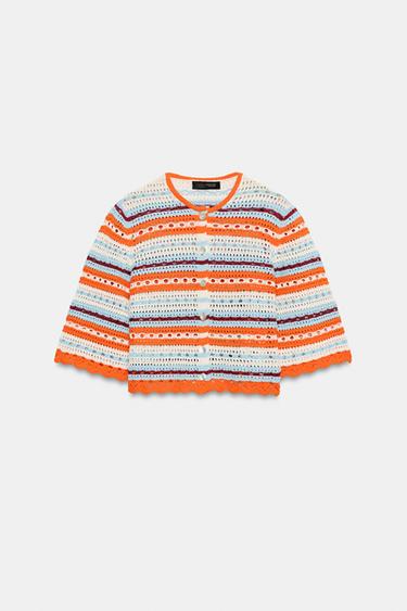 GILET EN MAILLE POINTELLE À RAYURES - Multicolore de Zara - Image 6