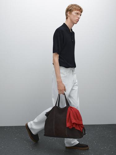 Polo en maille côtelée - Bleu marine de Zara