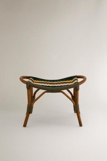 STRIPED RATTAN FOOTREST X COLLAGERIE - striped by Zara