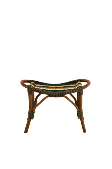 Zara RATTAN STRIPED FOOTREST X COLLAGERIE - striped