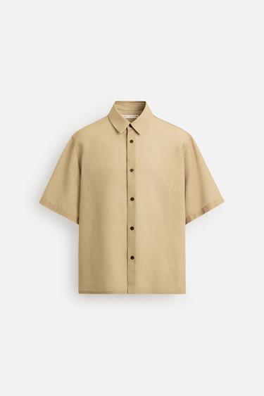 Zara CONTRAST PRINT SHIRT - Beige