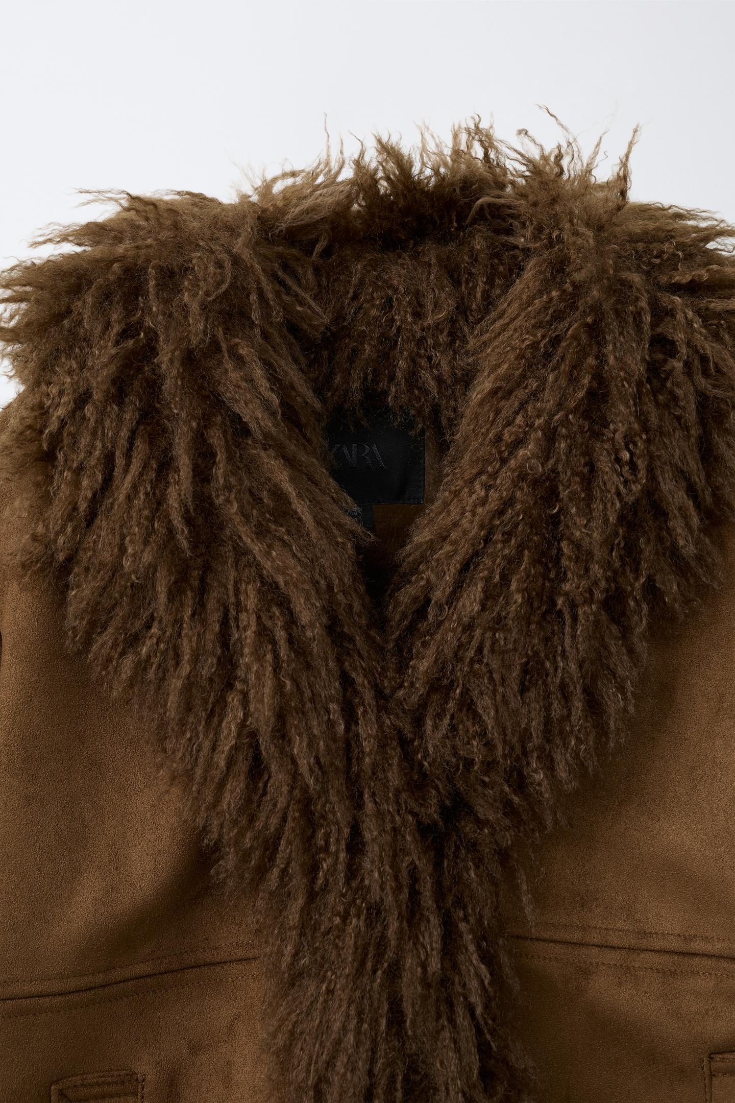 Детская куртка Zara Faux-Suede Faux-Fur, цвет: Коричневый — фото 7