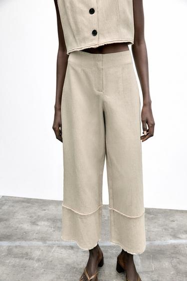 PANTALON RUSTIQUE EFFRANGÉ - Sable de Zara - Image 1