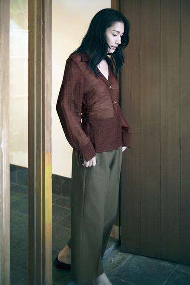 CREASED-EFFECT SHIRT - Brown by Zara