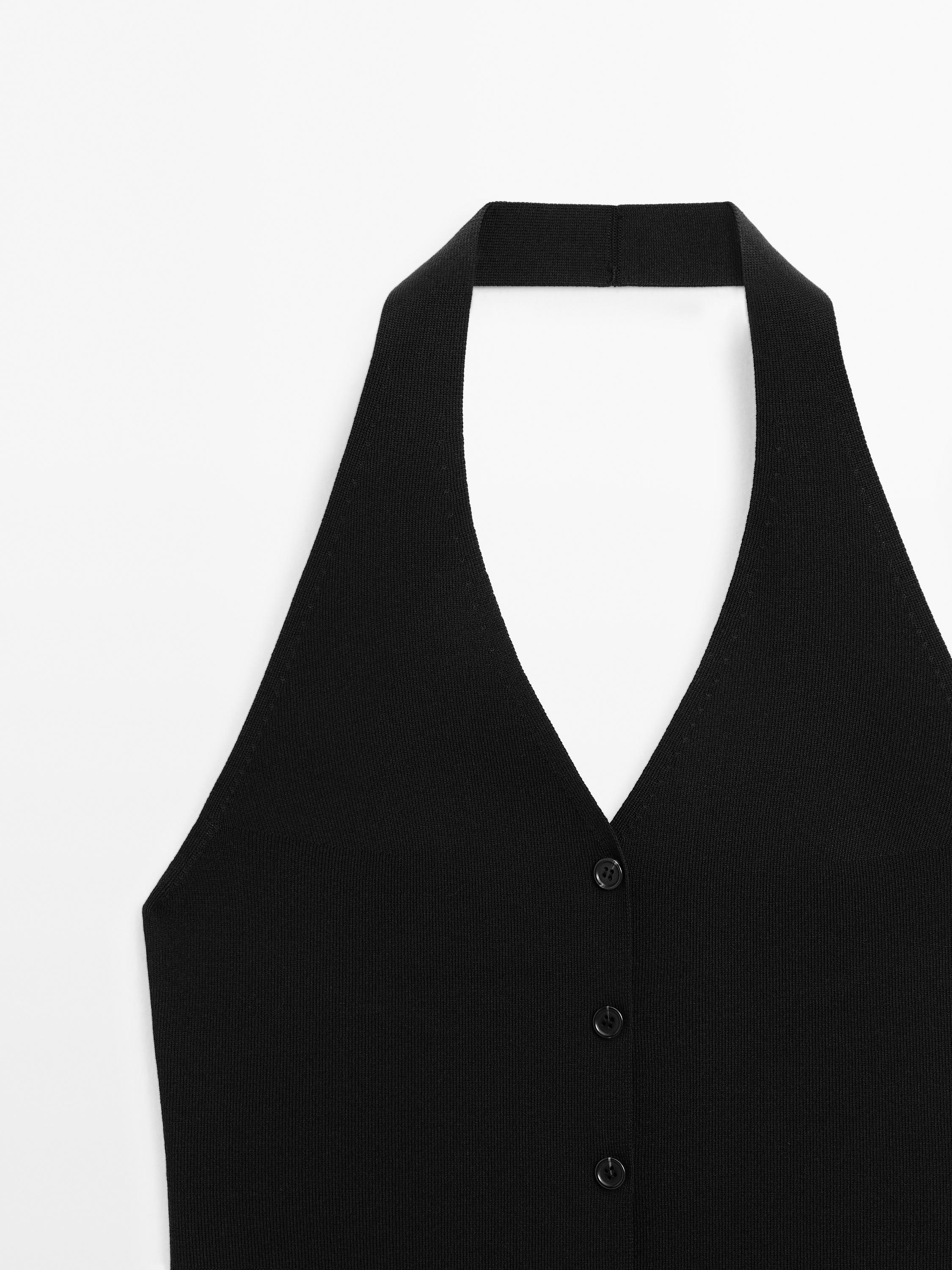 Knit halter neck waistcoat