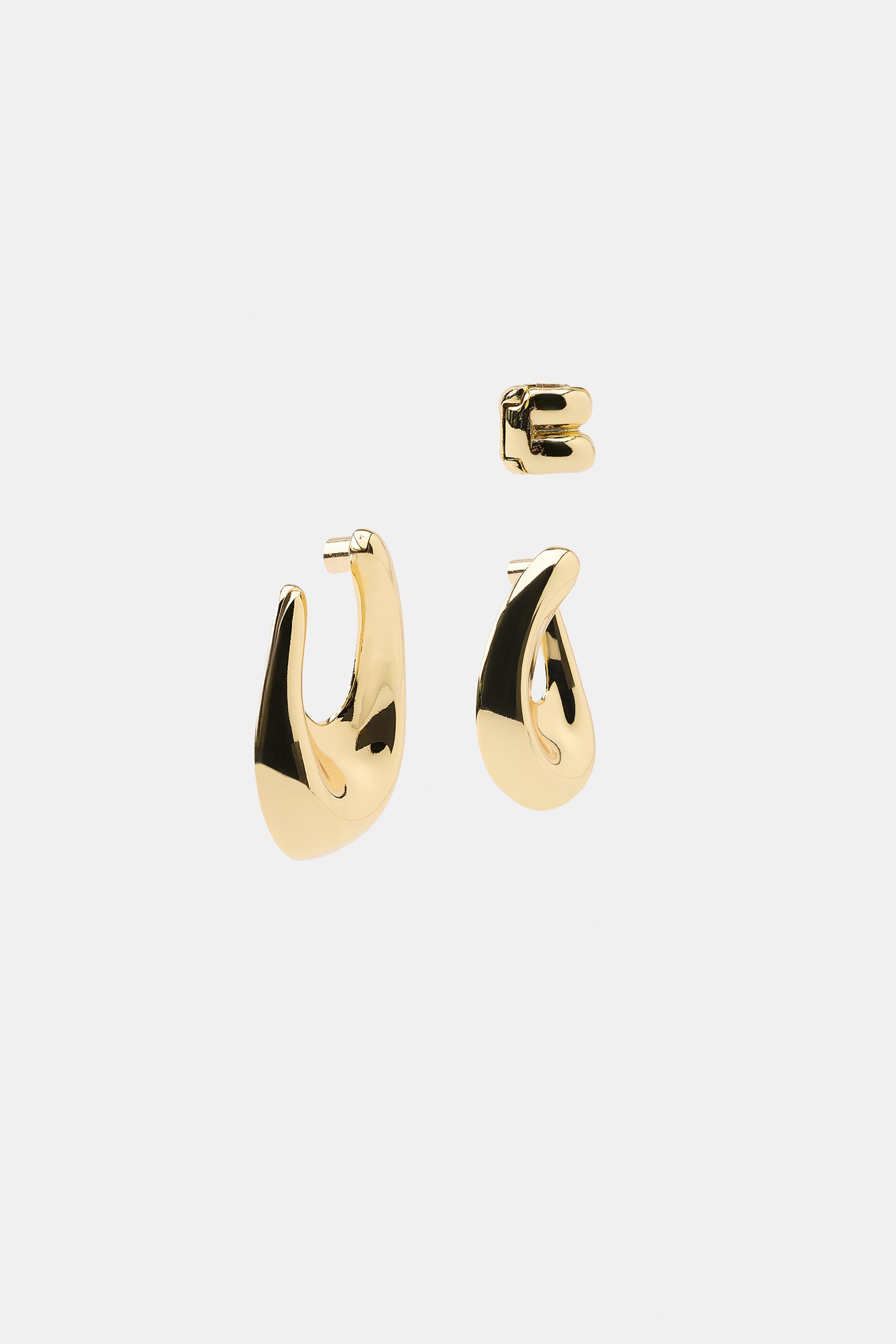 Женские аксессуары Zara PACK OF OPEN HOOP EARCUFF EARRINGS — фото 3