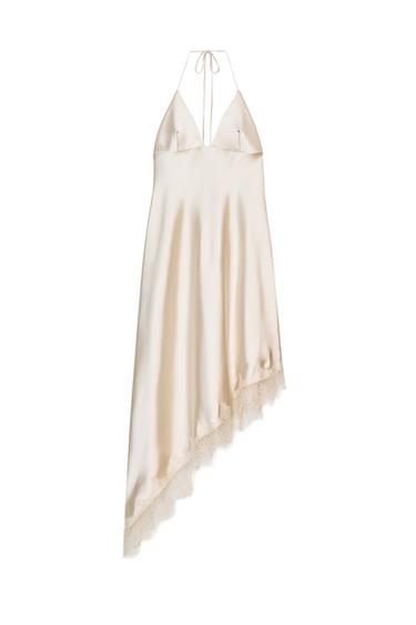 VESTIDO MIDI ASMÉTRICO - Beige claro de Zara