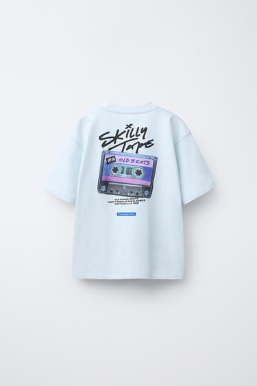 CAMISETA ESTAMPADO CASSETTE - Azul claro de Zara