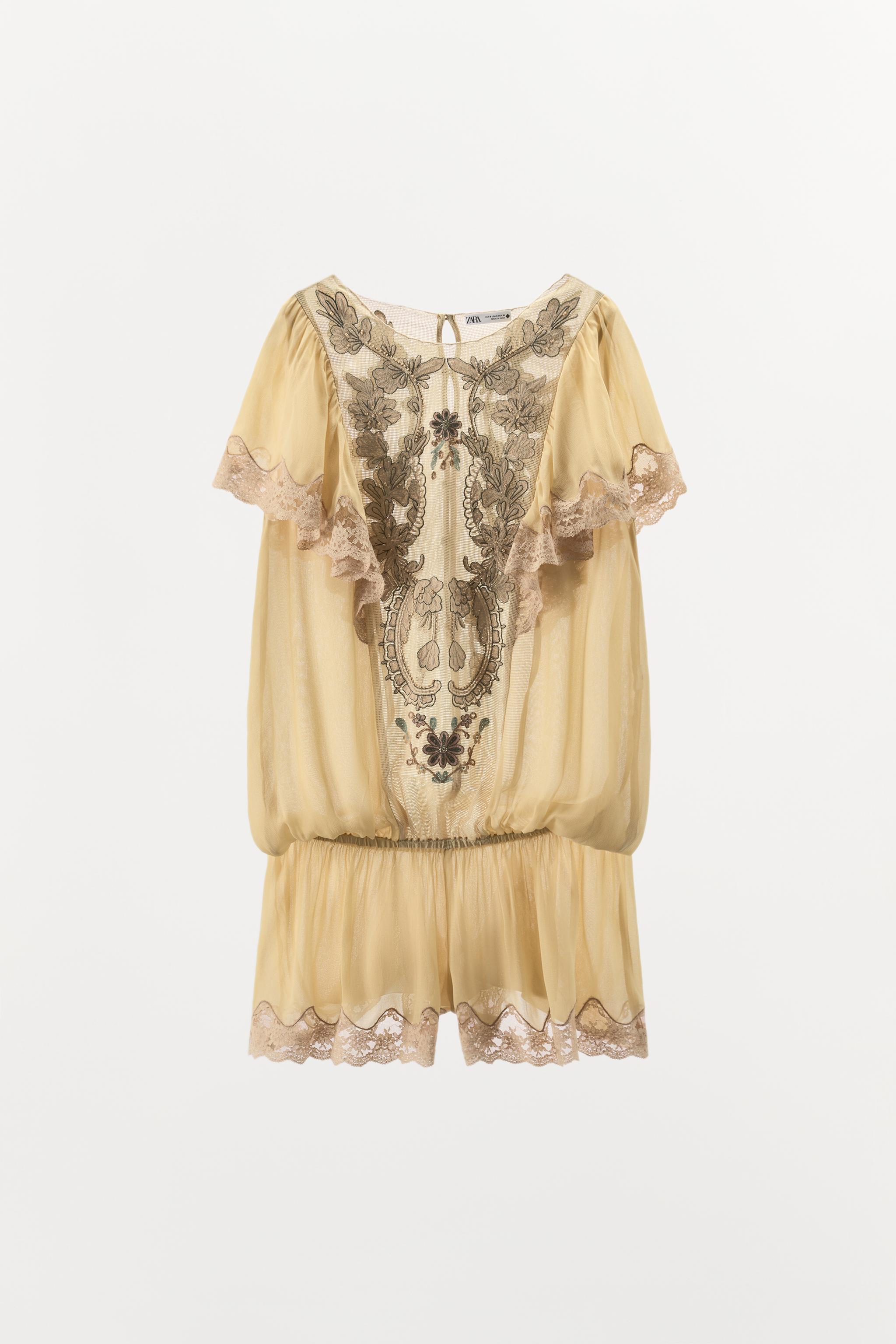 TULLE JUMPSUIT WITH EMBROIDERY AND BEADS