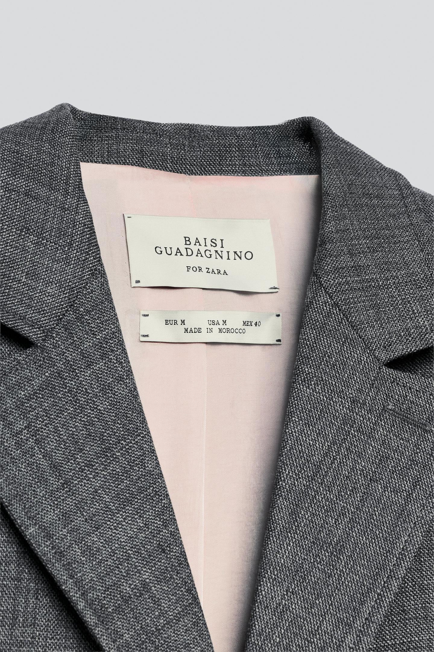 Мужской пиджак Zara 100% Wool Suit Blazer, цвет: Серый — фото 5