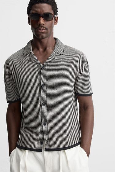 Zara STRIPED KNIT SHIRT - Striped
