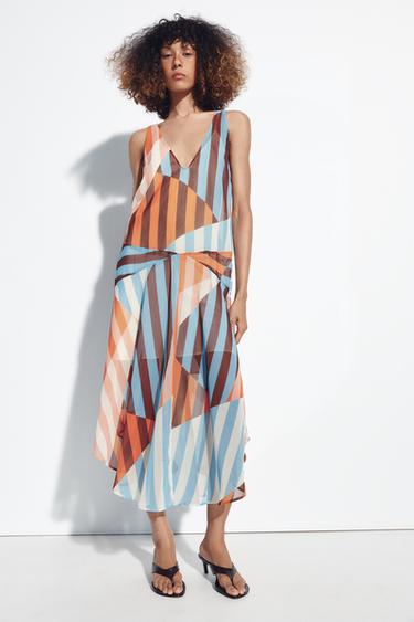 VESTIDO MIDI RAYAS - Multicolor de Zara