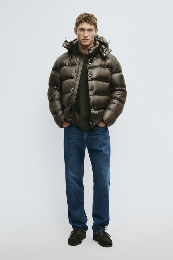 Zara Shiny down jacket - Green - Image 0