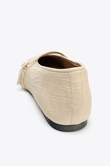 LEATHER BALLERINA - Ecru White by Zara - Image 5