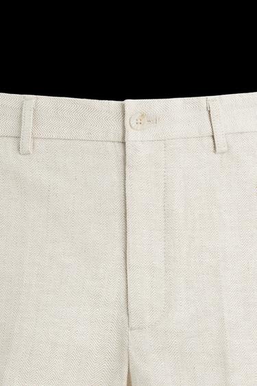 100% LINEN BERMUDA SHORTS - Sand by Zara