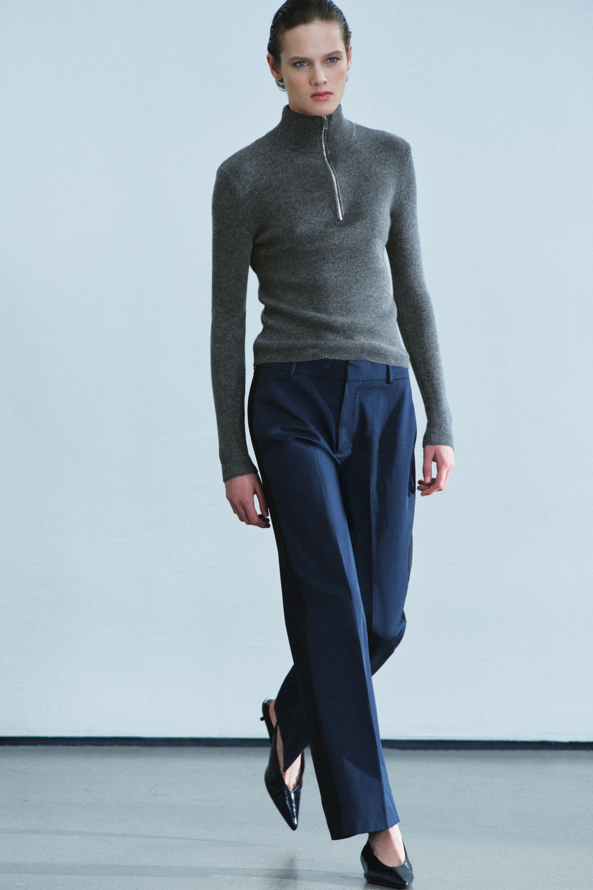 Zara ZW COLLECTION KONTRAST ŞERİTLİ CEPLİ PANTOLON görsel 4